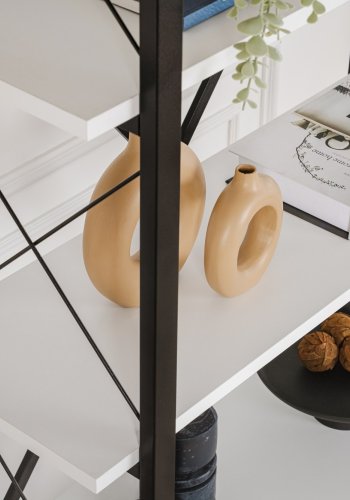 NORDVRK Elysian bokhylle, med 5 hyller - hvit melamin og svart metall