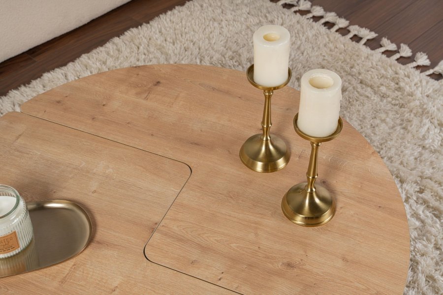 NORDVRK Moira sofabord, rundt - eikefarget melamin (90)