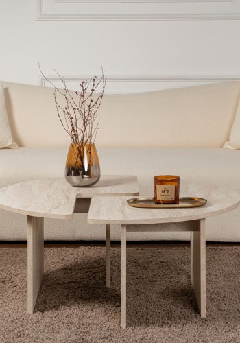 NORDVRK Moira salongbord, rundt - travertin melamin (90)