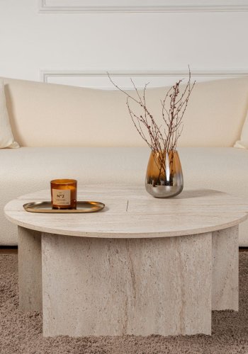 NORDVRK Moira salongbord, rundt - travertin melamin (90)