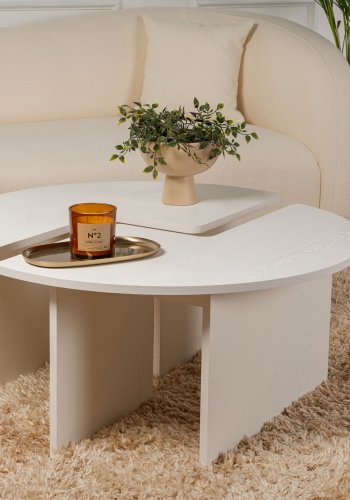 NORDVRK Moira sofabord, rundt - hvitt tre melamin (90)