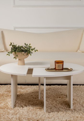 NORDVRK Moira sofabord, rundt - hvitt tre melamin (90)