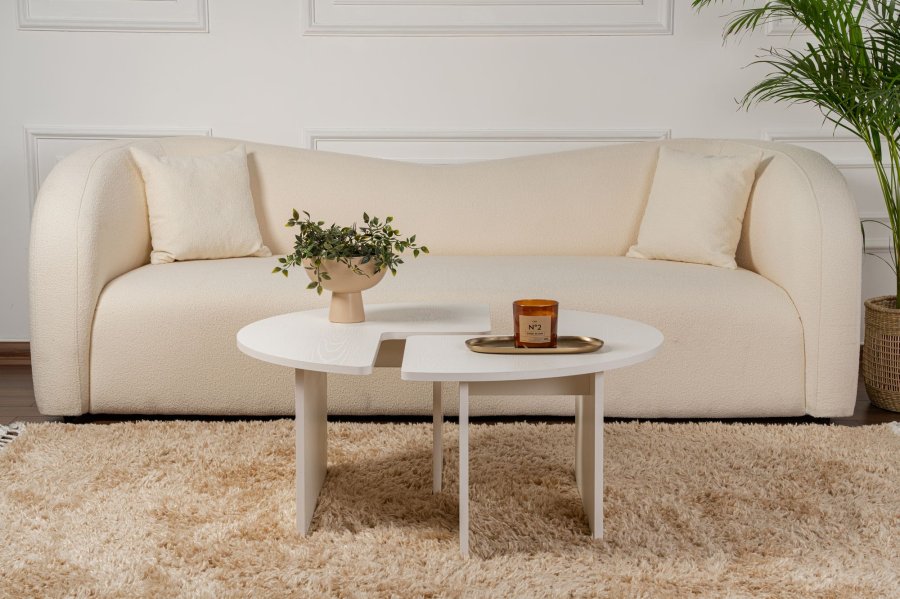 NORDVRK Moira sofabord, rundt - hvitt tre melamin (90)