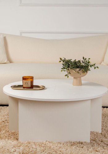 NORDVRK Moira sofabord, rundt - hvitt tre melamin (90)
