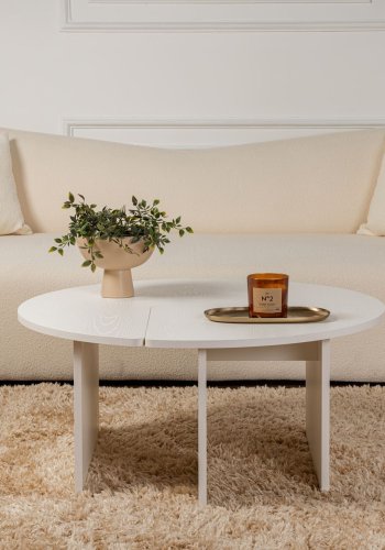 NORDVRK Moira sofabord, rundt - hvitt tre melamin (90)