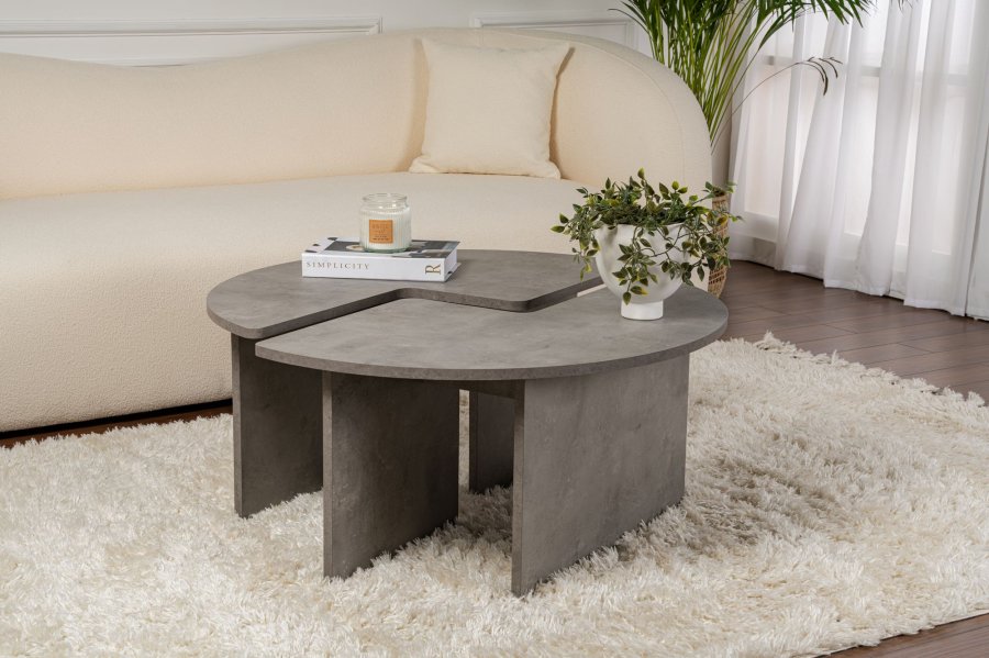 NORDVRK Moira salongbord, rundt - betonggr melamin (90)