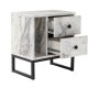 NORDVRK Glimmer nattbord, m. 1 rom og 2 skuffer - Fressia marmor melamin og svart metall (45,2x29,5)
