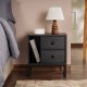 NORDVRK Glimmer nattbord, m. 1 rom og 2 skuffer - svart tremelamin og svart metall (45,2x29,5)