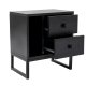 NORDVRK Glimmer nattbord, m. 1 rom og 2 skuffer - svart tremelamin og svart metall (45,2x29,5)