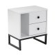 NORDVRK Glimmer nattbord, m. 1 rom og 2 skuffer - hvit melamin og svart metall (45,2x29,5)