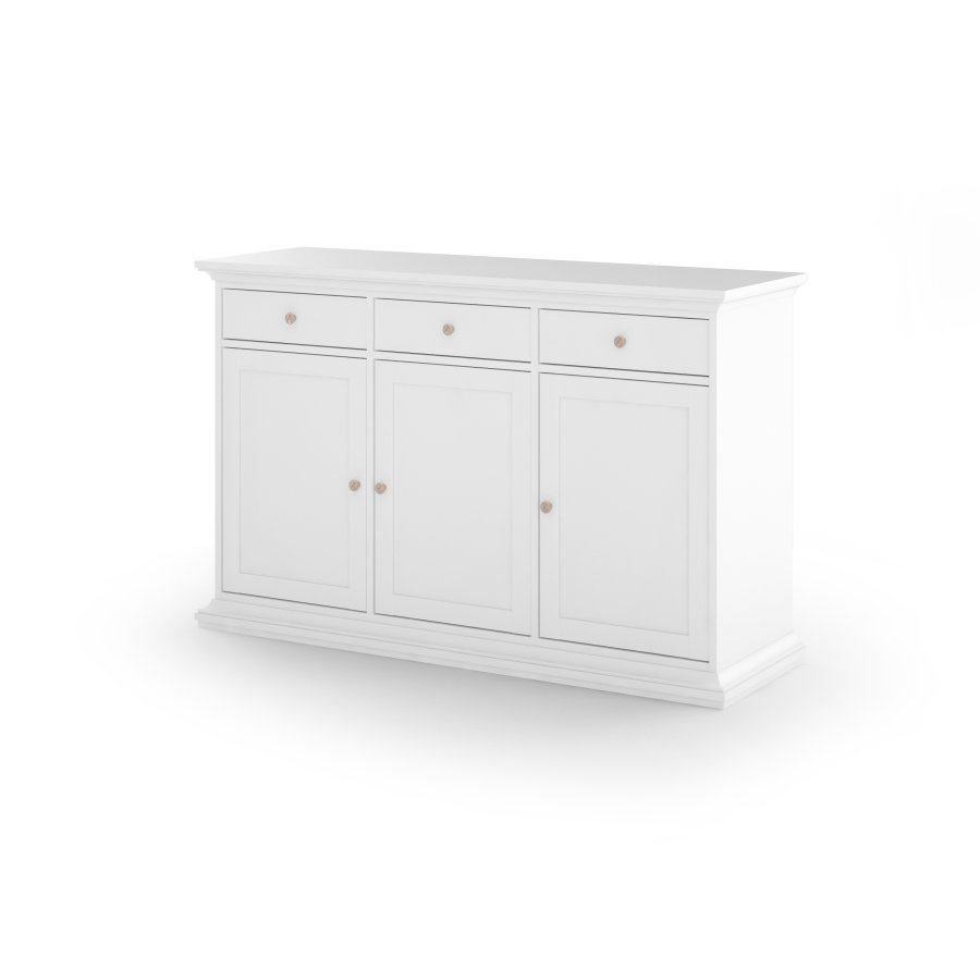 
TVILUM paris skænk - hvidt træ, 3 skuffer og låger
