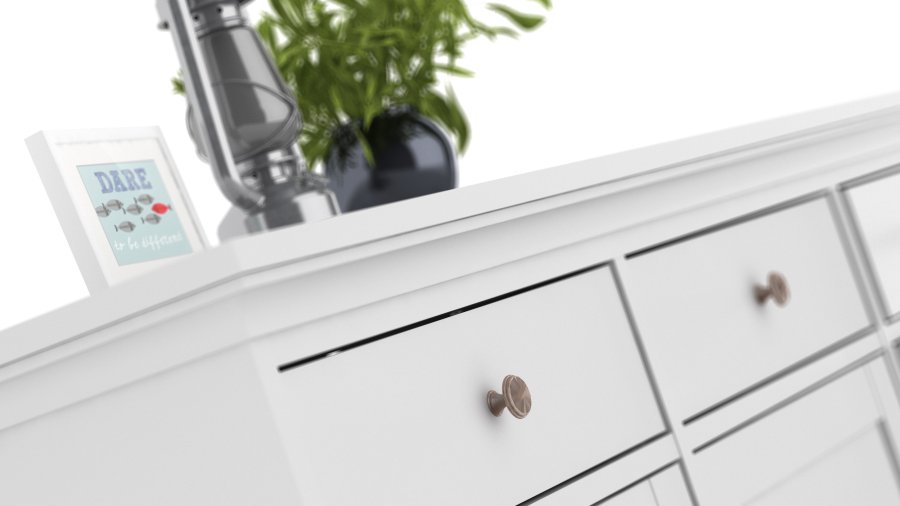 
TVILUM paris skænk - hvidt træ, 3 skuffer og låger
