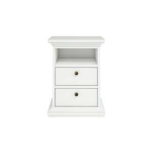 TVILUM Paris nattbord - vit laminat, kvadratiskt, med 2 ldor