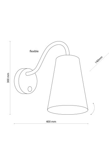 TK Trdfarve vegglampe - stoff og hvitmetall