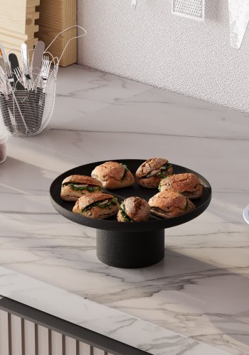 NORDVÄRK N? s? rose dekorasjonsstativ, rundt - svart metall (sett med 3)