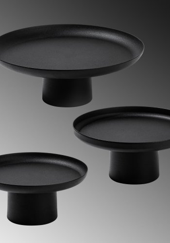 NORDVÄRK N? s? rose dekorasjonsstativ, rundt - svart metall (sett med 3)