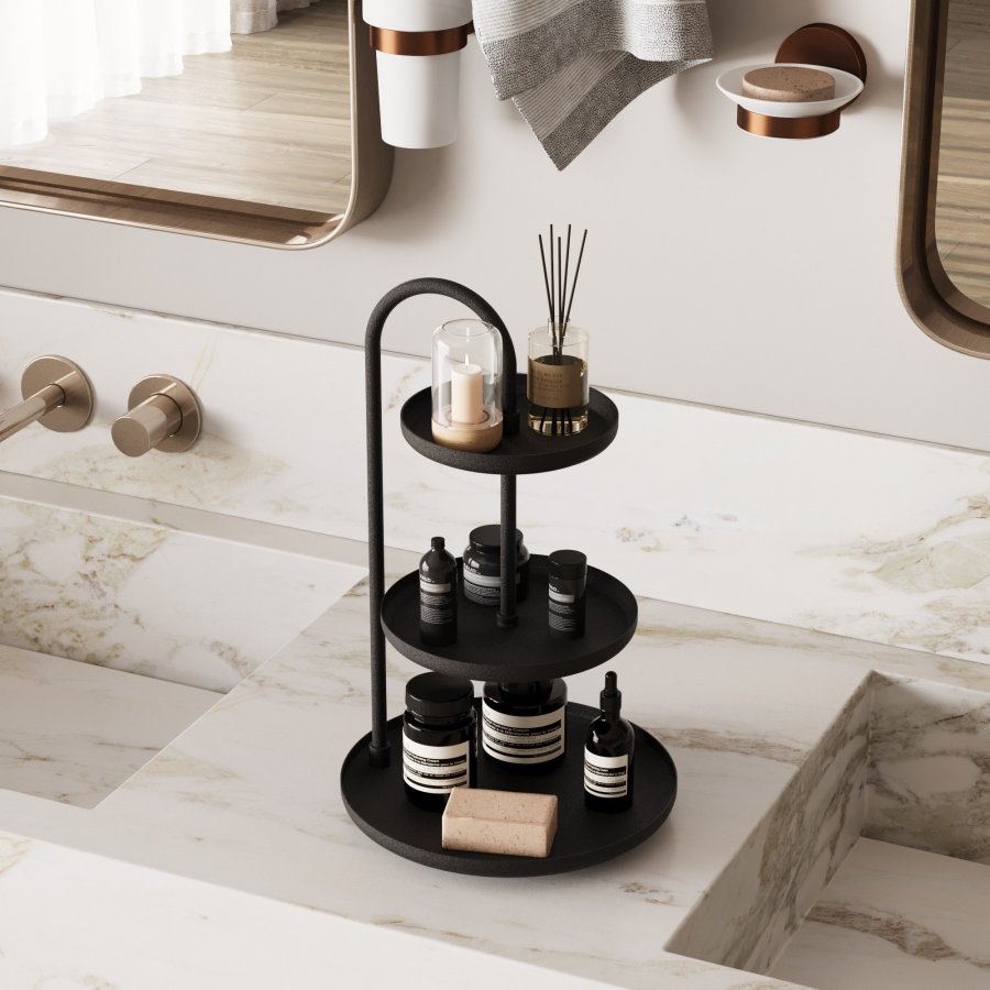 NORDVÄRK Lime? étagère, rund - svart metall (20)