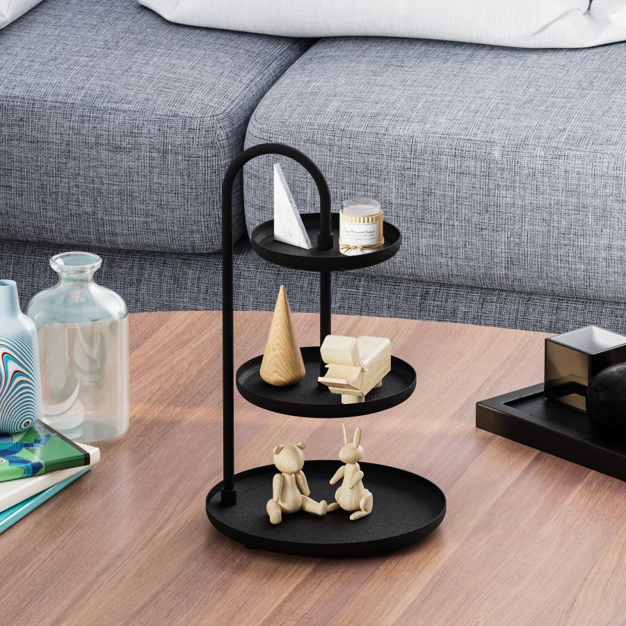 NORDVÄRK Lime? étagère, rund - svart metall (20)