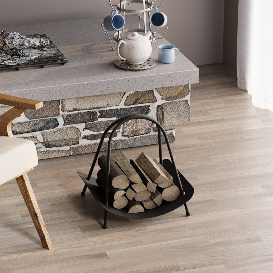 NORDVÄRK GAD vedkurv, m. hndtak, rektangulrt - svart metall