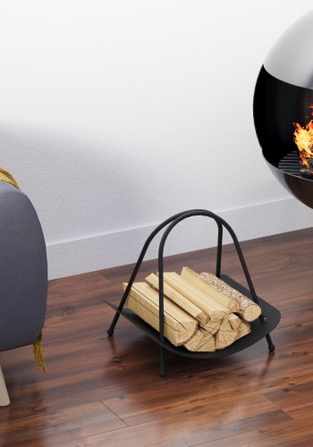 NORDVÄRK GAD vedkurv, m. hndtak, rektangulrt - svart metall