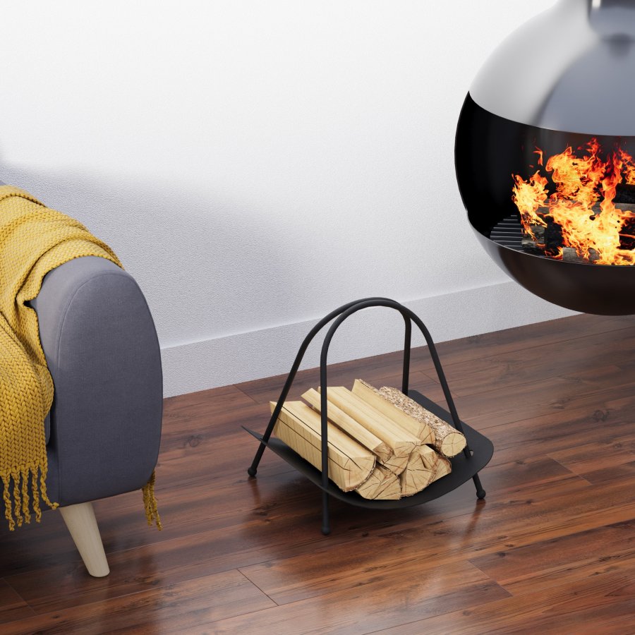 NORDVÄRK GAD vedkurv, m. hndtak, rektangulrt - svart metall