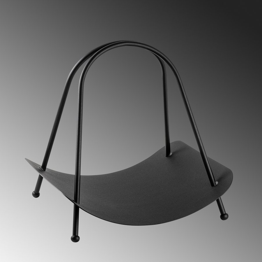 NORDVÄRK GAD vedkurv, m. hndtak, rektangulrt - svart metall