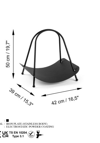 NORDVÄRK GAD vedkurv, m. hndtak, rektangulrt - svart metall