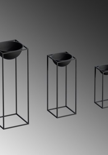 NORDVÄRK GED-019 blomsterstativ - svart metall (sett med 3)