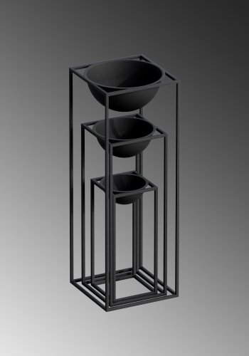 NORDVÄRK GED-019 blomsterstativ - svart metall (sett med 3)