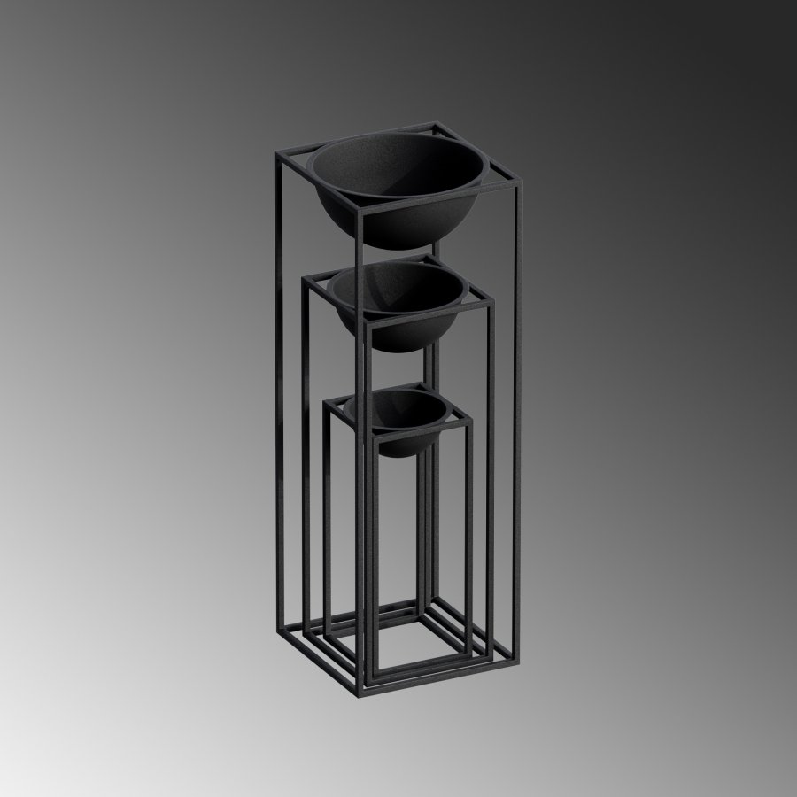 NORDVÄRK GED-019 blomsterstativ - svart metall (sett med 3)