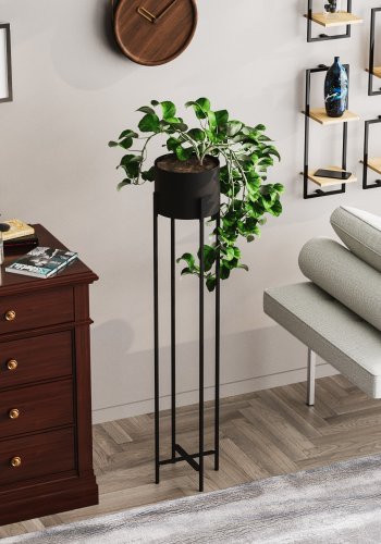 NORDVÄRK GED-024  blomsterstativ - svart metall (H:108)