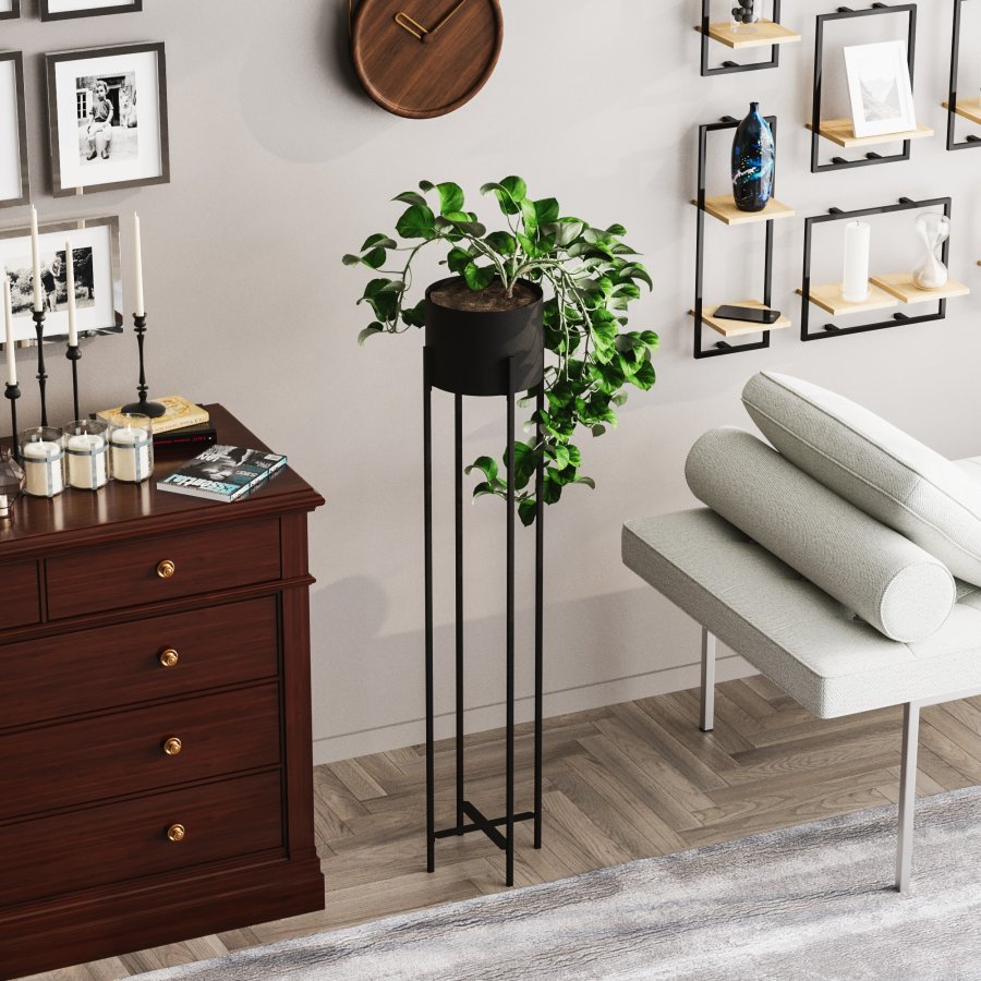 NORDVÄRK GED-024  blomsterstativ - svart metall (H:108)