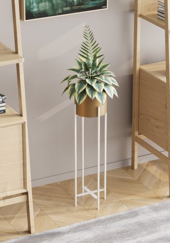 NORDVÄRK GED-025-C blomsterstativ - gull og hvitt metall (H:78)