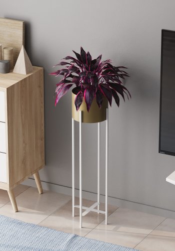 NORDVÄRK GED-025-C blomsterstativ - gull og hvitt metall (H:78)