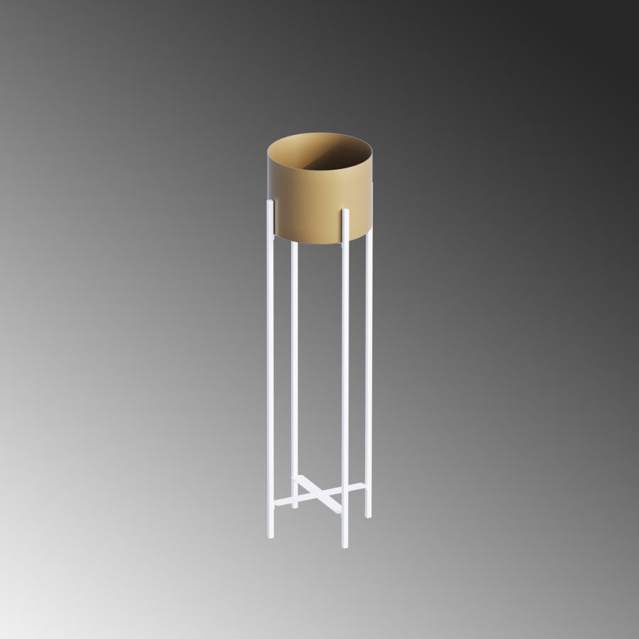 NORDVÄRK GED-025-C blomsterstativ - gull og hvitt metall (H:78)