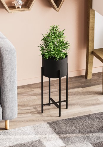 NORDVÄRK GED blomsterpotteskjuler, rund - svart metall (23)