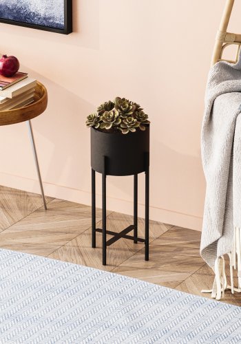 NORDVÄRK GED blomsterpotteskjuler, rund - svart metall (23)