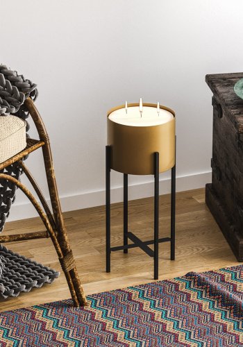 NORDVÄRK GED-026-Blomsterstativ - gull og svart metall (H:48)