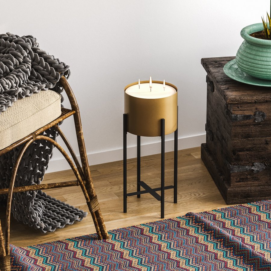 NORDVÄRK GED-026-Blomsterstativ - gull og svart metall (H:48)