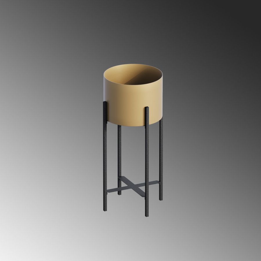 NORDVÄRK GED-026-Blomsterstativ - gull og svart metall (H:48)