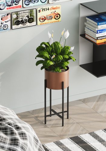 NORDVÄRK GED-026-B blomsterstativ - kobber og svart metall (H:48)