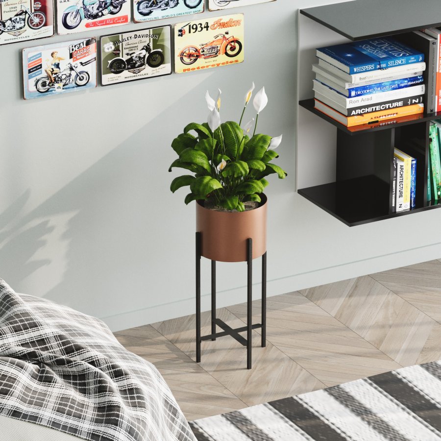 NORDVÄRK GED-026-B blomsterstativ - kobber og svart metall (H:48)