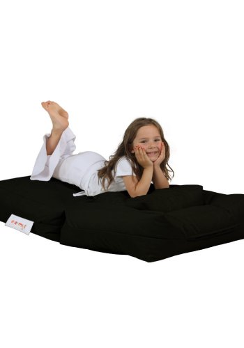 NORDVÄRK Barn utendrs 1 saccosekk og 1 puff til barn - svart polyester (sett med 2)