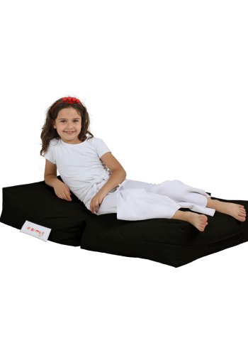 NORDVÄRK Barn utendrs 1 saccosekk og 1 puff til barn - svart polyester (sett med 2)