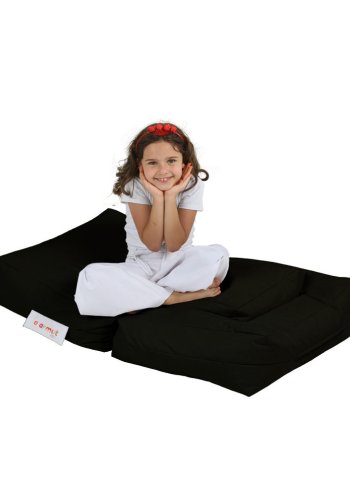 NORDVÄRK Barn utendrs 1 saccosekk og 1 puff til barn - svart polyester (sett med 2)