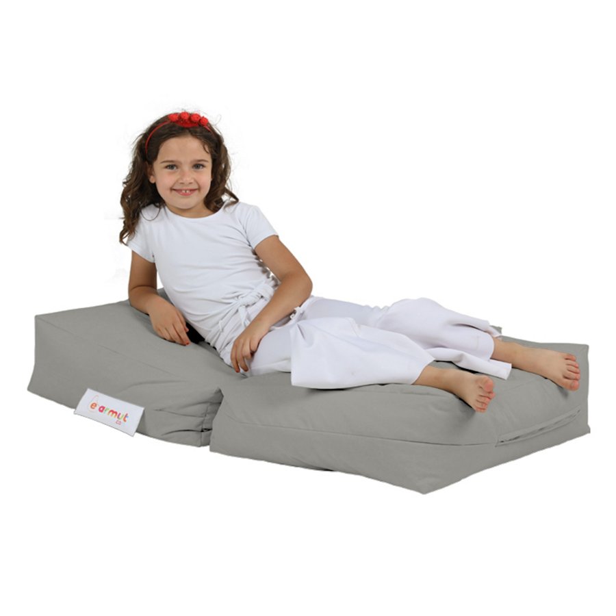 NORDVRK Kids utendrs 1 bnneposestol og 1 puff for barn - rykfarget polyester (sett med 2)