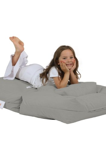 NORDVRK Kids utendrs 1 bnneposestol og 1 puff for barn - rykfarget polyester (sett med 2)