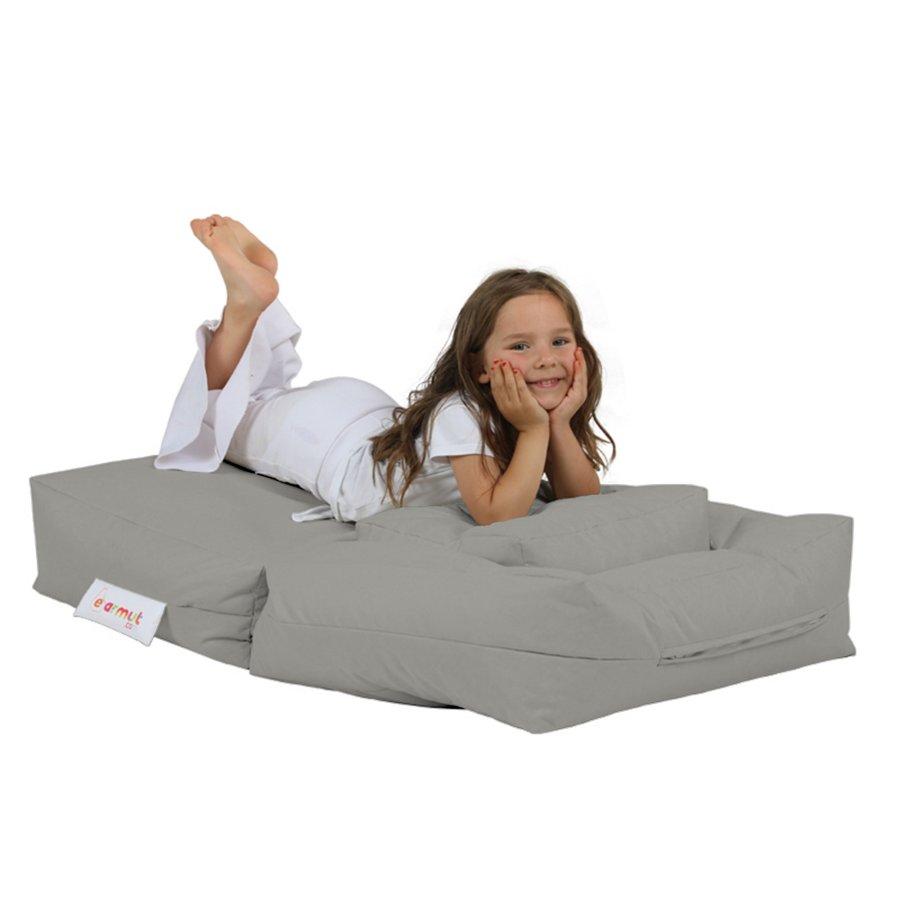 NORDVRK Kids utendrs 1 bnneposestol og 1 puff for barn - rykfarget polyester (sett med 2)