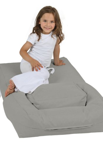 NORDVRK Kids utendrs 1 bnneposestol og 1 puff for barn - rykfarget polyester (sett med 2)