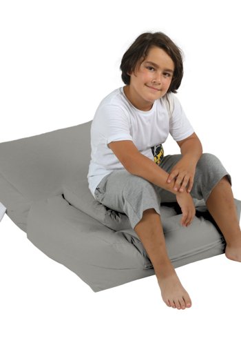 NORDVRK Kids utendrs 1 bnneposestol og 1 puff for barn - rykfarget polyester (sett med 2)